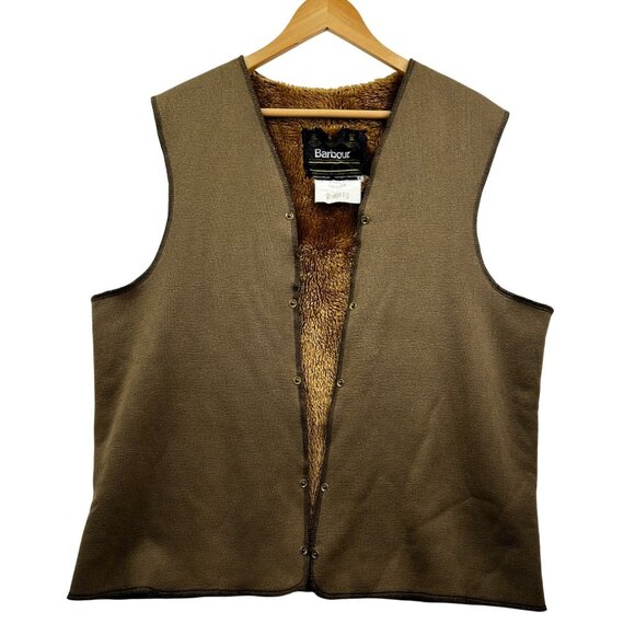Barbour Fleece Liner Vest Mens Large Brown C42 Outdoor Utility Made in England - Picture 2 of 7